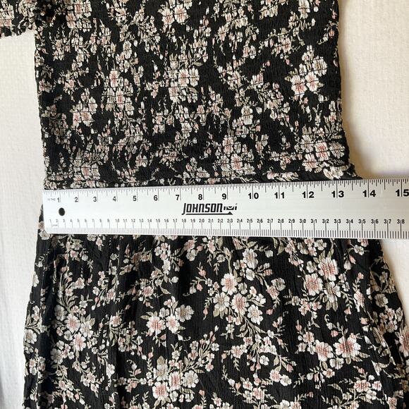 American Eagle Outfitters Women Maxi Dress M Black Floral A-Line Sundress Ruffle - Picture 5 of 10